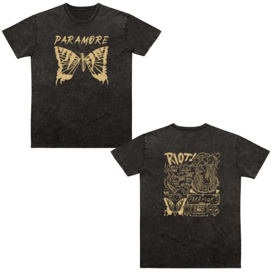 Discover Vintage Paramore Doodle Double Sided Mineral Wash T Shirts, Paramore Album Lyrics Merch