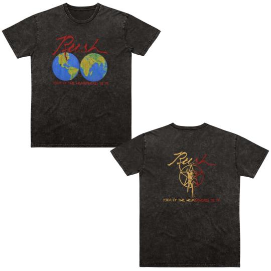 Discover Vintage 70s RUSH Tour of the Hemispheres Concert Double Sided Mineral Wash T Shirts