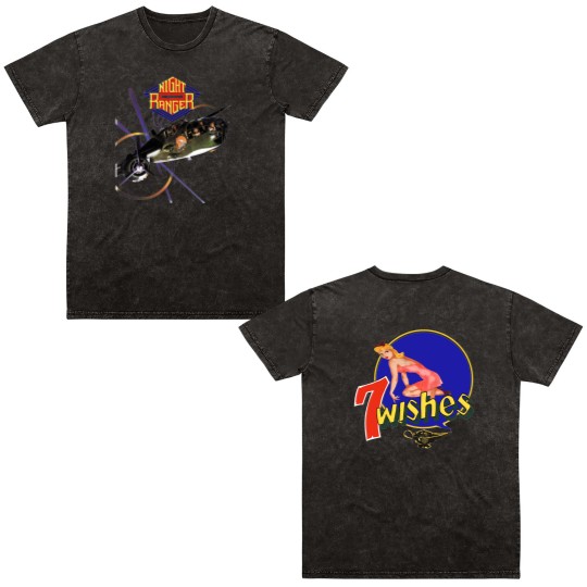 Discover Night Ranger - 7 Wishes Double Sided Mineral Wash T Shirts