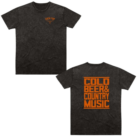 Discover Zach Top Cold Beer And Country Music Two Sided royal Double Sided Mineral Wash T Shirts