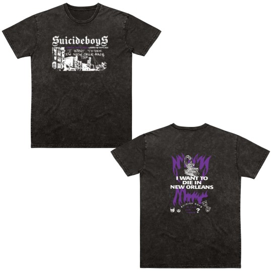 Discover Suicideboys Double Sided Mineral Wash T Shirts, I Want To Die In New Orleans, Ruby Da Cherry Pullover