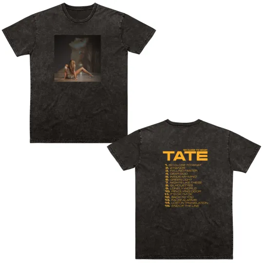 Discover two sides Double Sided Mineral Wash T Shirts, Tate McRae-So Close To What Album Cover Double Sided Mineral Wash T Shirts