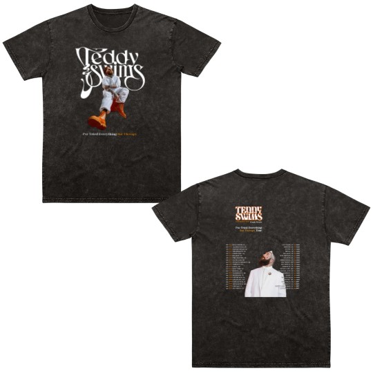 Discover Teddy Swims Tour 2025 All Size Unisex Double Sided Mineral Wash T Shirts Gift For Him, For Her