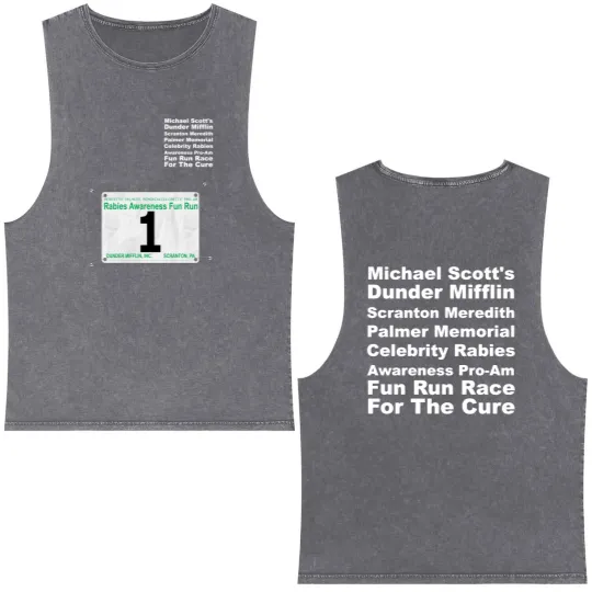 Discover Dunder Mifflin Fun Run Race #1 (Michael Scott) - Paraholix - Double Sided Mineral Wash Tank Tops