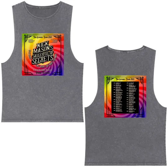 Discover Nick Mason's Saucerful of Secrets Tour 2022 Double Sided Mineral Wash Tank Tops
