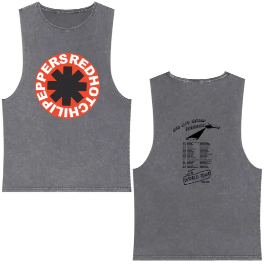 Discover Red Hot Chili Peppers 2022 World Tour Double Sided Mineral Wash Tank Tops