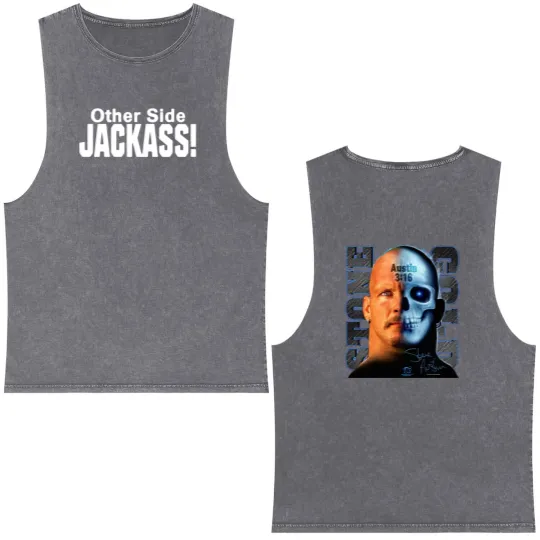 Discover Vintage 90's Stone Cold Steve Austin Other Side Jackass Double Sided Mineral Wash Tank Tops