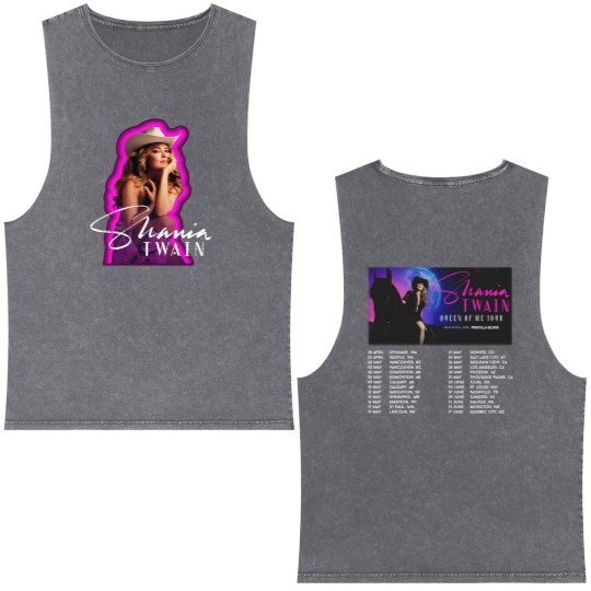 Discover Shania Twain Queen Of Me Tour 2023 Double Sided Mineral Wash Tank Tops