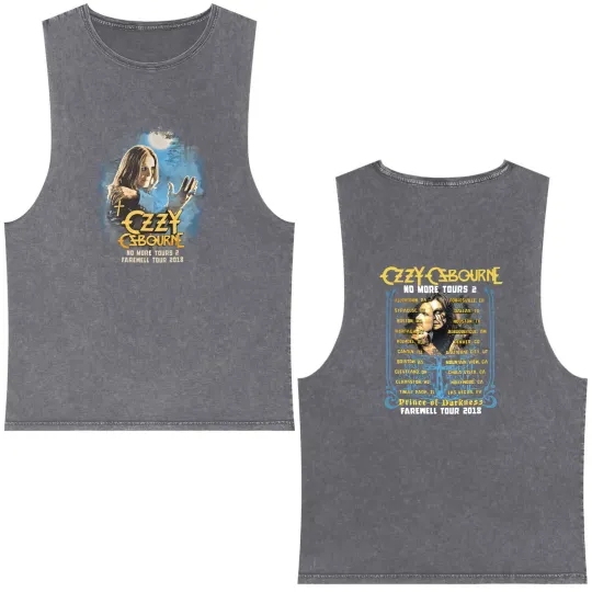 Discover Ozzy Osbourne Farewell Tour 2018 Graphic Double Sided Mineral Wash Tank Tops Black Medium