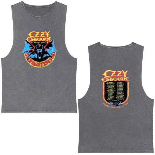 Discover Ozzy Osbourne No More Tours Vol 2 Tour Double Sided Mineral Wash Tank Tops - Medium