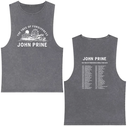 Discover John Prine 2019 World Tour Double Sided Mineral Wash Tank Tops