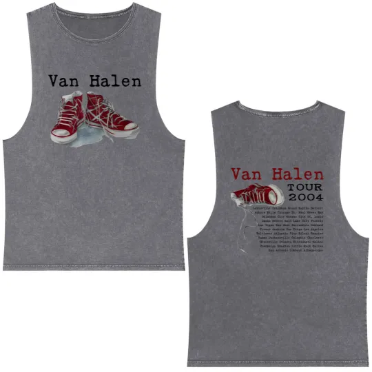 Discover 2004 van Tour Double Sided Mineral Wash Tank Tops, van White Red Shoes Tour Double Sided Mineral Wash Tank Tops
