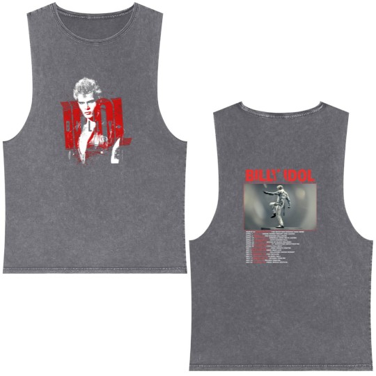 Discover Billy Idol Live Tour 2023 Double Sided Mineral Wash Tank Tops, Billy Idol Concert 2023 Double Sided Mineral Wash Tank Tops