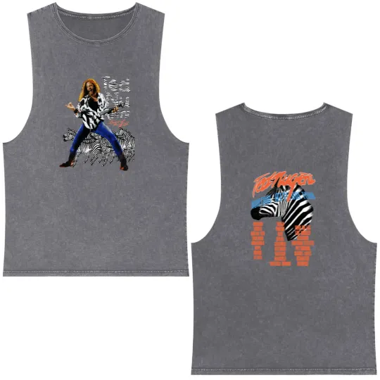 Discover Band Double Sided Mineral Wash Tank Tops / Ted Nugent Tour / Graphic Print Double Sided Mineral Wash Tank Tops Double Sided Mineral Wash Tank Tops