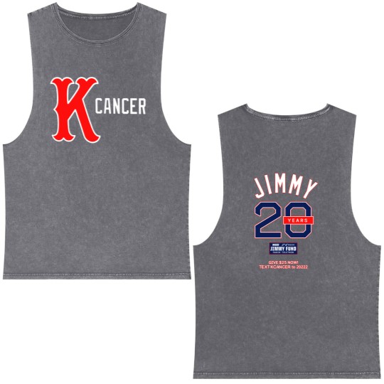 Discover Baseball Boston Red Double Sided Mineral Wash Tank Tops, The Jimmy Fund K Cancer Double Sided Mineral Wash Tank Tops