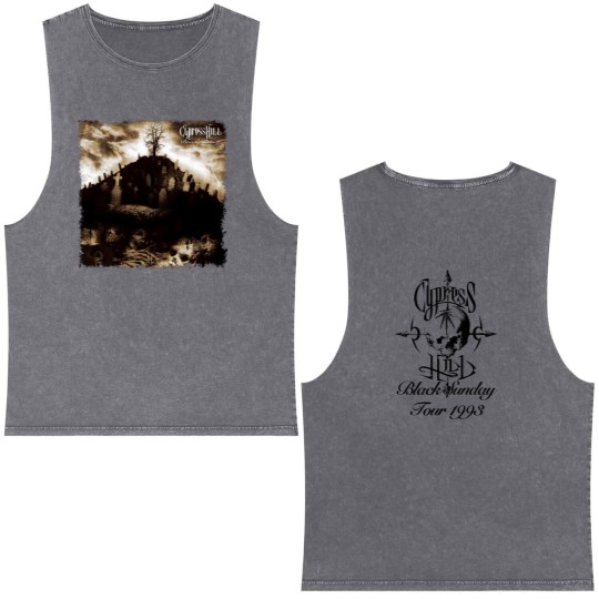 Discover Vintage Cypress Hill Black Sunday Double Sided Mineral Wash Tank Tops