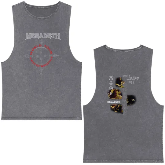 Discover vintage 1997 Megadeth Cryptic Writings World Tour Double Sided Mineral Wash Tank Tops