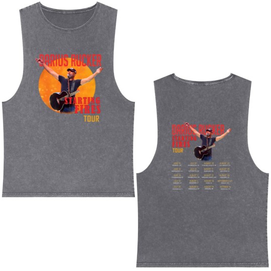 Discover Darius Rucker Fan Double Sided Mineral Wash Tank Tops, Darius Rucker Starting Fi%res Tour 2023 Double Sided Mineral Wash Tank Tops