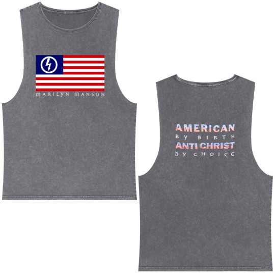 Discover True Vintage VTG 90s Marilyn Manson American Antichrist Double Sided Mineral Wash Tank Tops