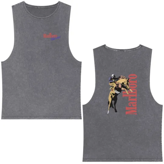Discover Vintage Marlboro Cowboy Wild West Double Sided Mineral Wash Tank Tops, Country Music, Cowboy Killer.