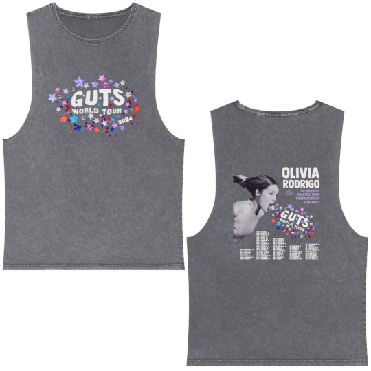 Discover GUTS World Tour Olivia Rodrigo Double Sided Mineral Wash Tank Tops