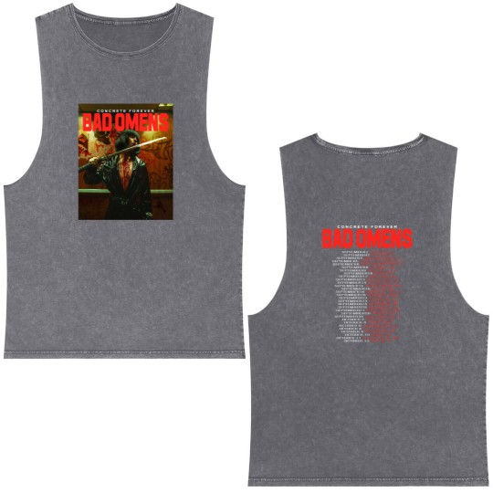 Discover BAD OMENS Concrete Forever US Tour 2023 Double Sided Mineral Wash Tank Tops