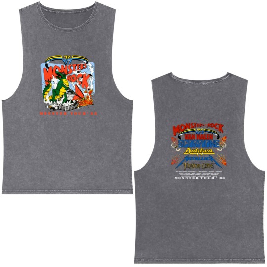Discover 1988 Monsters Of Rock Tour Concert Double Sided Mineral Wash Tank Tops
