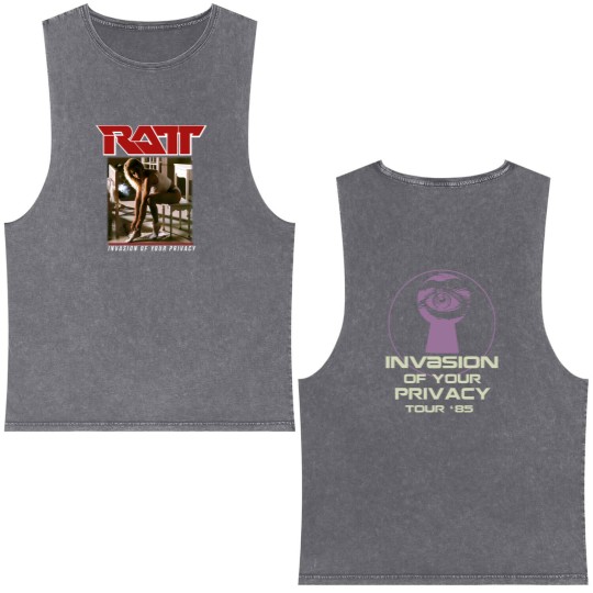 Discover RATTA Invasion of Your Privacy Tour '85 Double Sided Mineral Wash Tank Tops, RATTA Invasion Tour 1985 Double Sided Mineral Wash Tank Tops