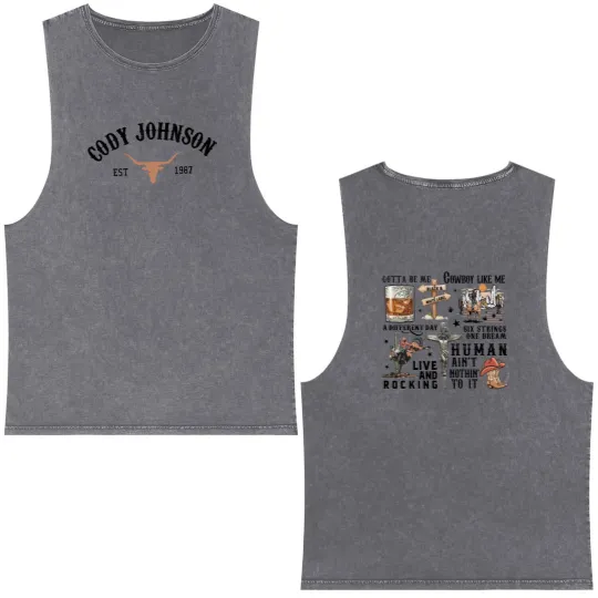 Discover Cody Johnsonn The Leather Tour 2024 Double Sided Mineral Wash Tank Tops, Cody Johnsonn Concert 2024