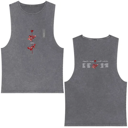Discover Vintage 1990 DEPECHE MODE World Violator Concert Unisex Double Sided Mineral Wash Tank Tops
