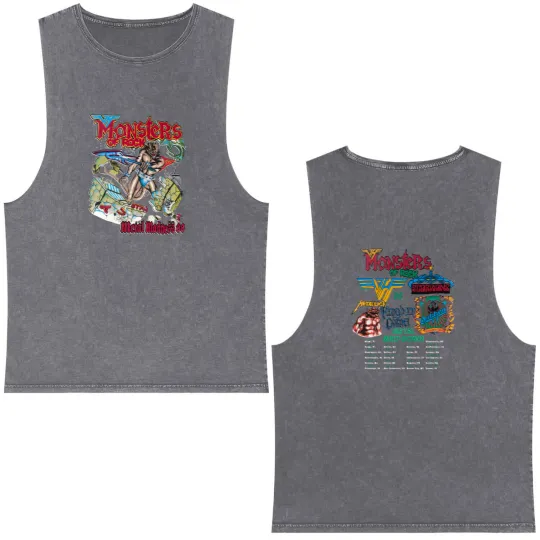 Discover Vintage 1988 van Monsters of Rock Concert Unisex Double Sided Mineral Wash Tank Tops