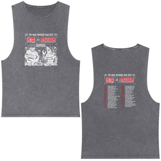 Discover Color Gojira and Mastodon The Mega Monsters Tour 2023 Double Sided Mineral Wash Tank Tops