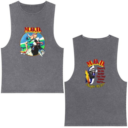 Discover Method of Destruction Surfin M.O.D. Theyll Be No Surfin This Year Shark Double Sided Mineral Wash Tank Tops