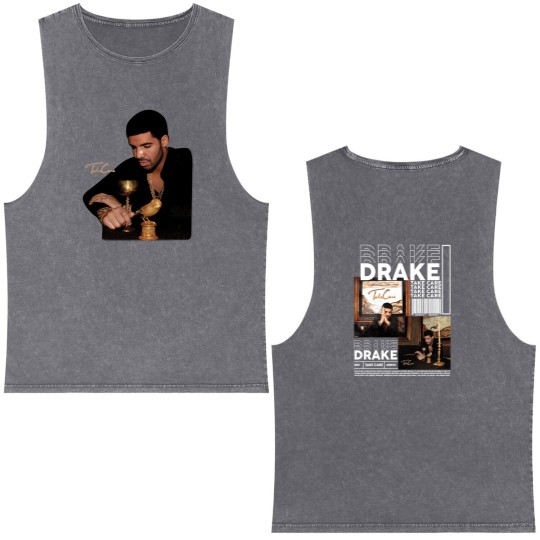 Discover Vintage Drake Rap Double Sided Mineral Wash Tank Tops, Drake Take Care Double Sided Mineral Wash Tank Tops, Drake Double Sided Mineral Wash Tank Tops, Drake Rapper