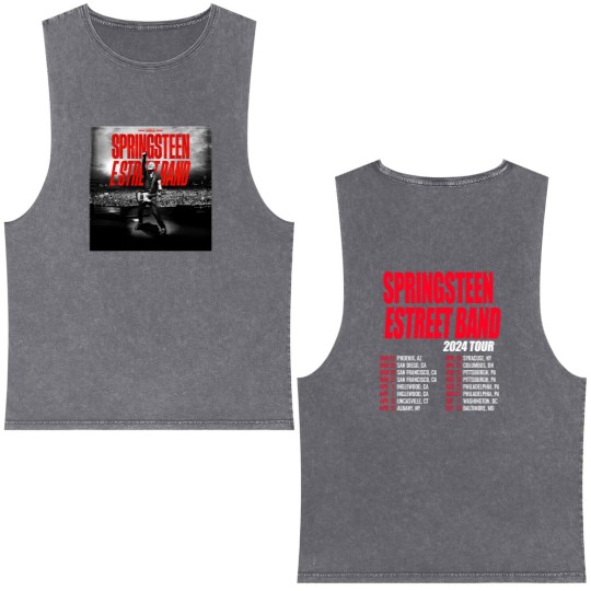 Discover Bruce Springsteen 2024 Double Sides Double Sided Mineral Wash Tank Tops, Bruce Springsteen Double Sided Mineral Wash Tank Tops