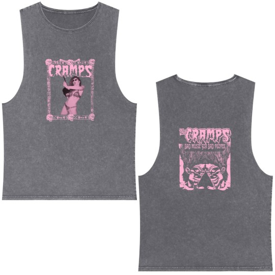 Discover The Cramps Poison Ivy Double Sided Mineral Wash Tank Tops, Bad Music For Bad People Double Sided Mineral Wash Tank Tops