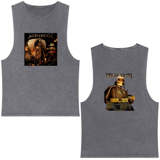 Discover Color Megadeth Band Europe 2023 Tour Summer Dates Double Sided Mineral Wash Tank Tops