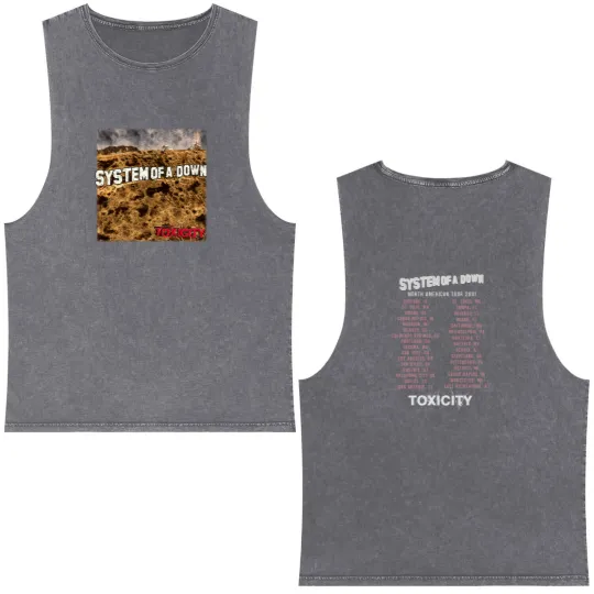 Discover Vintage SYSTEM OF DOWN Toxicity Tour Double Sided Mineral Wash Tank Tops