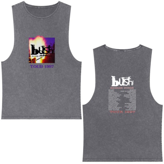 Discover Bush Razorblade Suitcase Tour 1997 Double Sided Mineral Wash Tank Tops, Bush Band Double Sided Mineral Wash Tank Tops, Bush Rock Tour 1997 Double Sided Mineral Wash Tank Tops