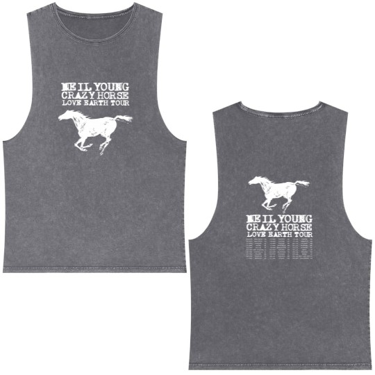 Discover Neil Young Double Sided Mineral Wash Tank Tops Music Double Sided Mineral Wash Tank Tops World Tour 2024 Tour