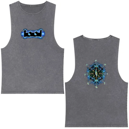 Discover Tool Blue Nerve Ending Music Band Double Sided Mineral Wash Tank Tops