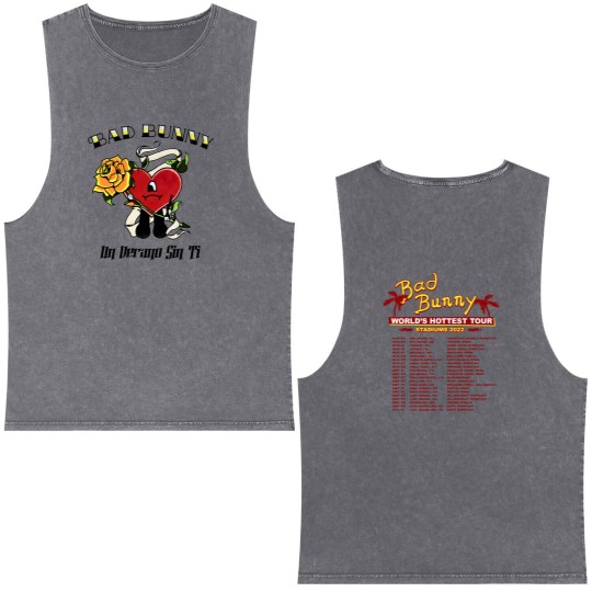 Discover Bad Bunny Un Verano Sin Ti Merch Pink Double Sided Mineral Wash Tank Tops, Un Verano Sin Ti New Merch