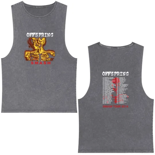 Discover The Offspring Smash Tour 2014 Short-Sleeve Double Sided Mineral Wash Tank Tops