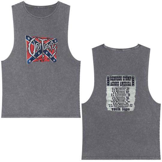 Discover OBITUARY Redneck Stomp Across America Tour vtg Double Sided Mineral Wash Tank Tops