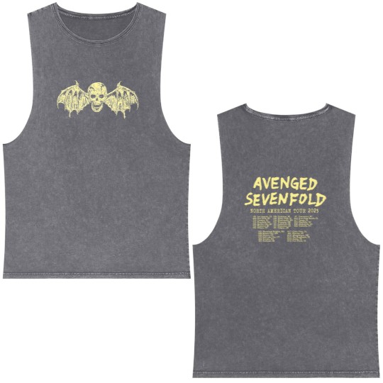 Discover Avenged Sevenfold Band Fan Double Sided Mineral Wash Tank Tops, Avenged Sevenfold 2023 Tour Double Sided Mineral Wash Tank Tops