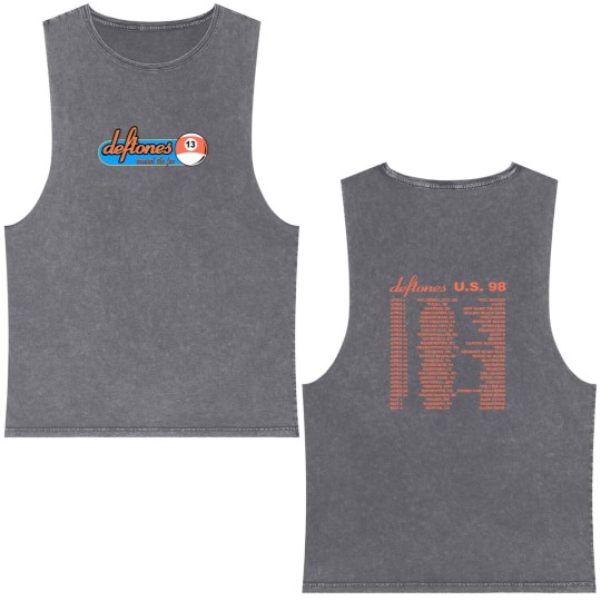 Discover Deftone U.S 1998 Tour Cotton Black Unisex Double Sided Mineral Wash Tank Tops S-5XL Men Women