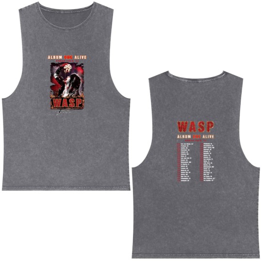 Discover W.A.S.P. Album On Alive 2024 Tour Double Sided Mineral Wash Tank Tops, WASP Band Fan Double Sided Mineral Wash Tank Tops