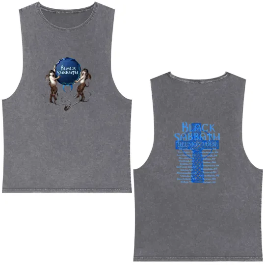 Discover Black Sabbath 1999 Reunion Tour 2 Sided Double Sided Mineral Wash Tank Tops