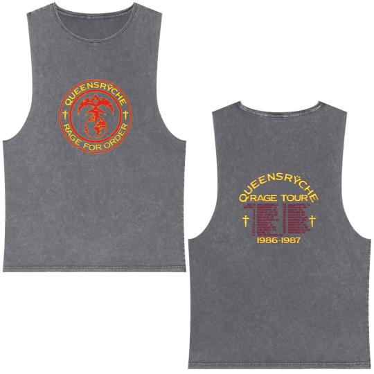 Discover QUEENSRYCHE -Rage for Order Double Sided Mineral Wash Tank Tops Double Sided