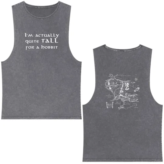 Discover LOTR Double Sided Mineral Wash Tank Tops, Tall for a hobbit Double Sided Mineral Wash Tank Tops, Funny Nerd Gift